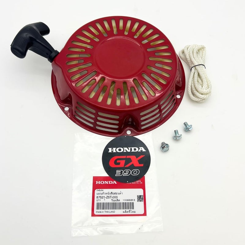 KINDZA Recoil Starter for Honda GX390 GX340 389 420 439 cc 11 13 hp Generator Replaces 28400-ZE3-W01ZA 28400-Z5T-305ZA with OEM Emblem GX390, Recoil Starter Bolts and Rope - Image 5